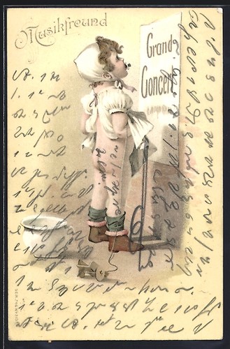Litografia ragazza davanti - , al
