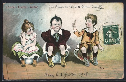 Tre bambini sul - , vaso